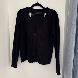 Black Cable Knit Cardigan Two-Piece Sweater Set
